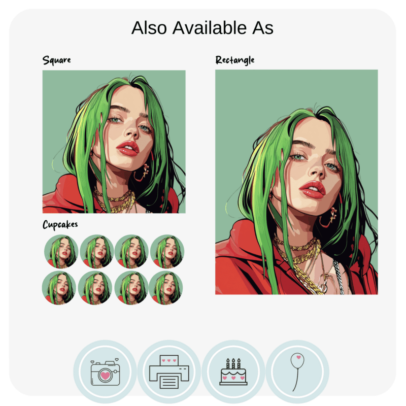 Billie Eilish Style Edible Cake Topper - Image 2